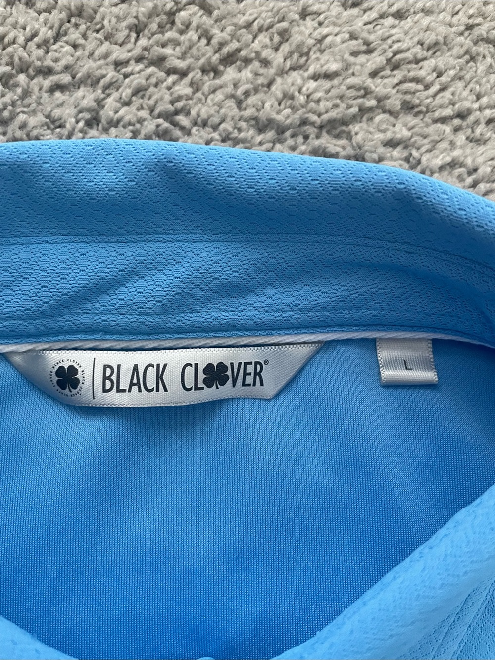 Black Clover Live Lucky Light Blue Golf Polo Shirt Large - Picture 2 of 9